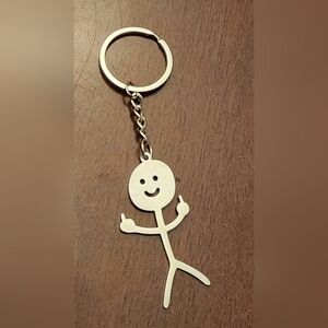 Silver Stick Figure Middle Finger Keychain